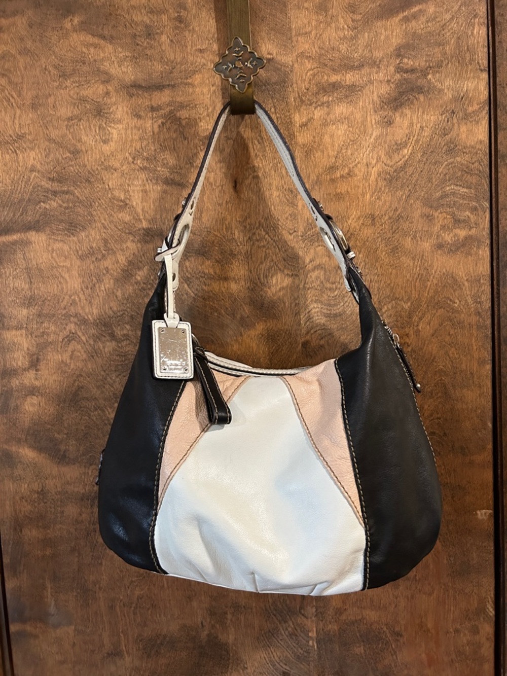 TignanelloTri-Tone Leather Hobo Bag - Cream, Blush & Black